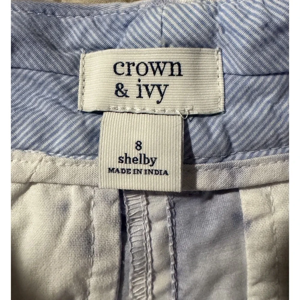 Crown & Ivy Shelby Shorts Womens 8 Blue Tie Dye Chino Stretch Preppy